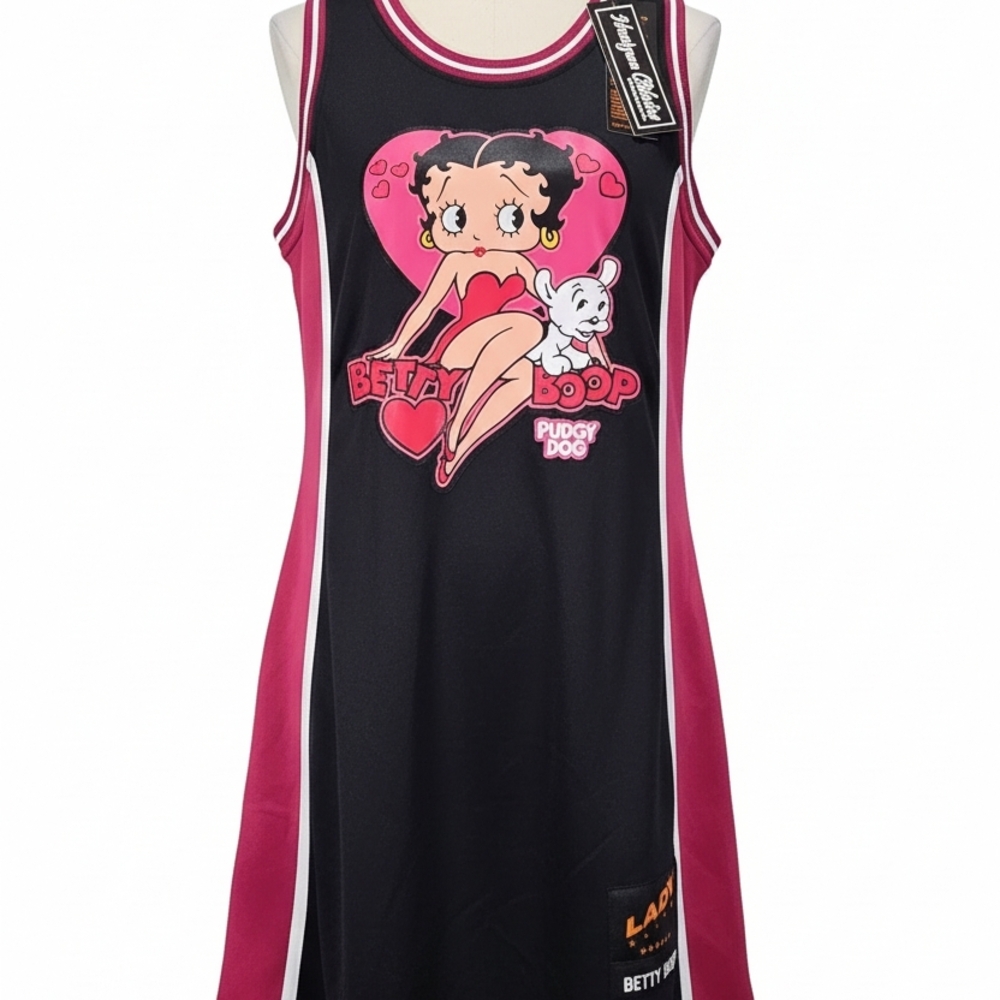 Betty Boop Black and Pink Graphic Sleeveless Dress Size Is Extra Small